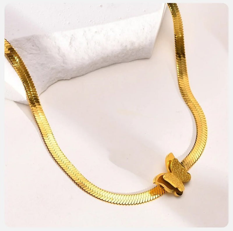 New luxury snake style thick chain Butter fly Necklace