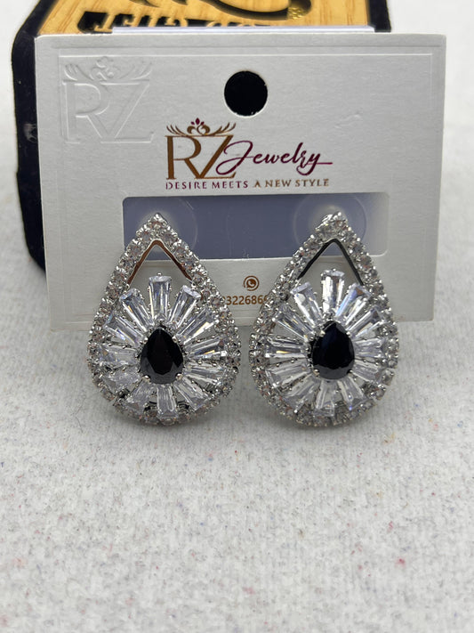 Black Teardrop Stud Earring