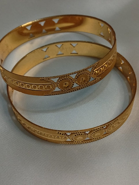 Indion Unique Design Gold Plated 2pc Bangle Set for Girls/Women